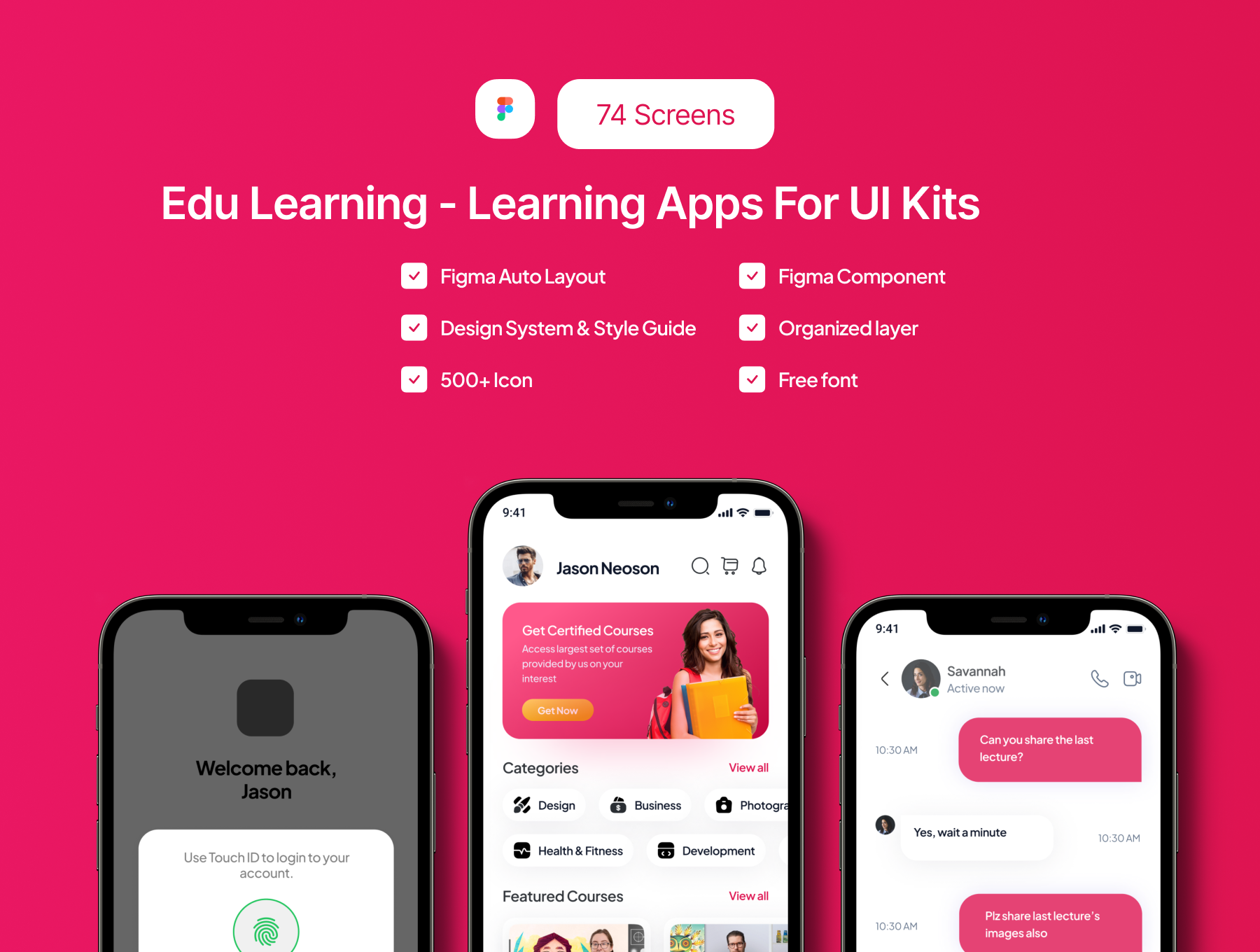 教育学习应用程序UI套件 Edu Learning android, figma格式-UI/UX-到位啦UI